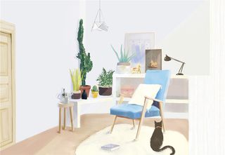 温馨室内清新插画小猫