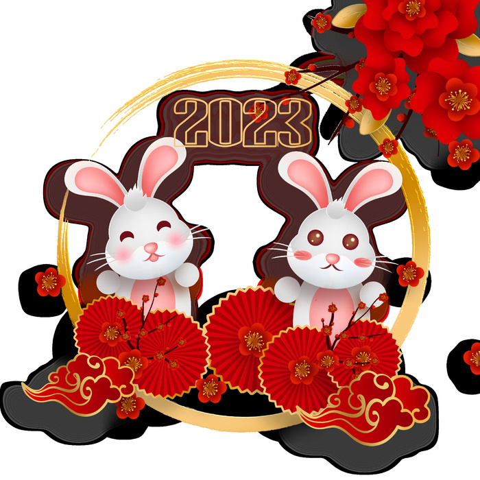 喜庆新春2023年兔年挂画psd模版下载