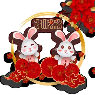 喜庆新春2023年兔年挂画