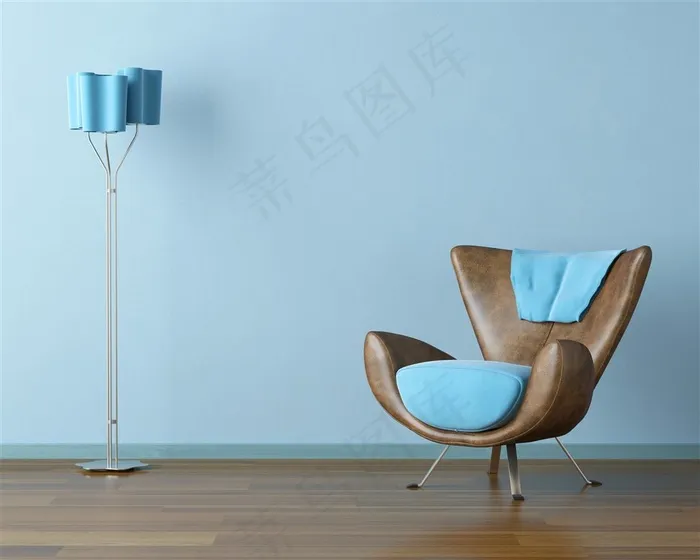 蓝色简约四脚座椅家具图片
