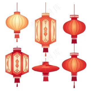 红灯笼喜庆插画免抠