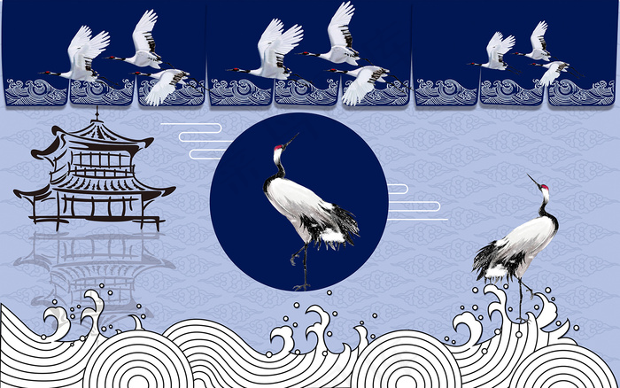 中国风古风国潮祥云旭日背景