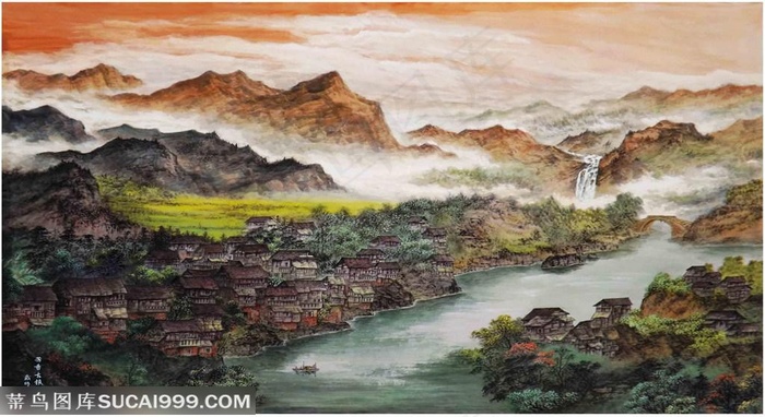 芳香古镇江南79cm×110cm