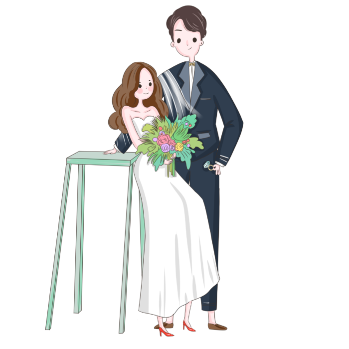 婚纱卡通人物婚礼白纱结婚婚纱摄影手绘