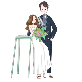 婚纱卡通人物婚礼白纱结婚婚纱摄影手绘