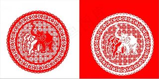 剪纸大象素材图片