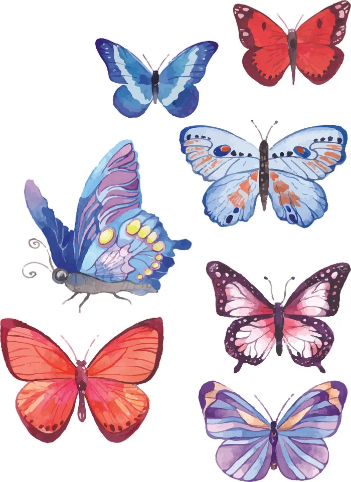 简约风春天蝴蝶昆虫元素插画