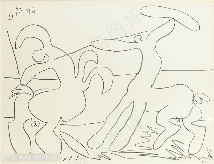 毕加索时尚线描艺术装饰画