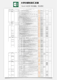 大学分解校发汇总表excel模板 大学分解校发汇总表excel模板