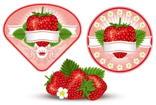 免抠草莓标签矢量