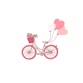 粉色自行车爱心情人节