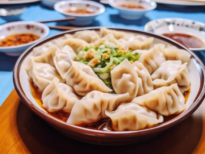 饺子美食蘸料摄影图(3696x2784)