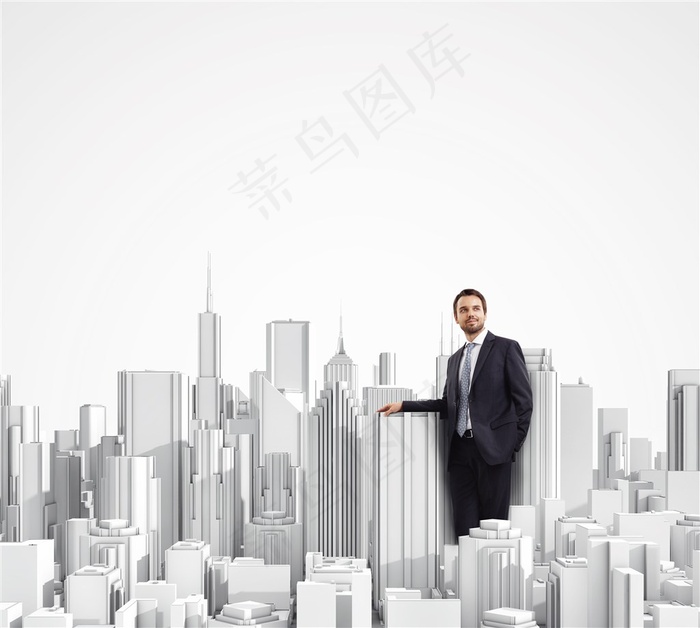 站在城市建筑模型中的商务人士高清图片