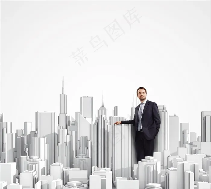 站在城市建筑模型中的商务人士高清图片