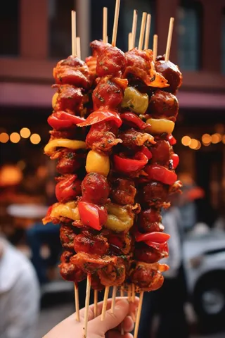 烤肉烧烤串美食摄影图