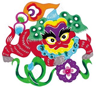 卡通剪纸狮子素材图片