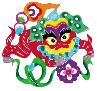 卡通剪纸狮子素材图片