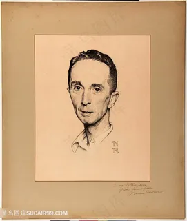 诺曼 · 洛克威尔手绘素描男性肖像装饰画