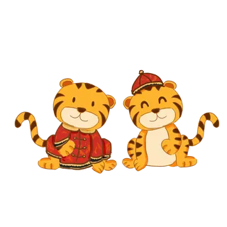 卡通小老虎PNG免抠插画素材可爱动物老虎插画贴图PNG免抠设计素材