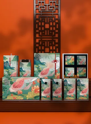 高端文创样机素材产品中国风国潮logo礼盒包装VI智能贴图PSD模板