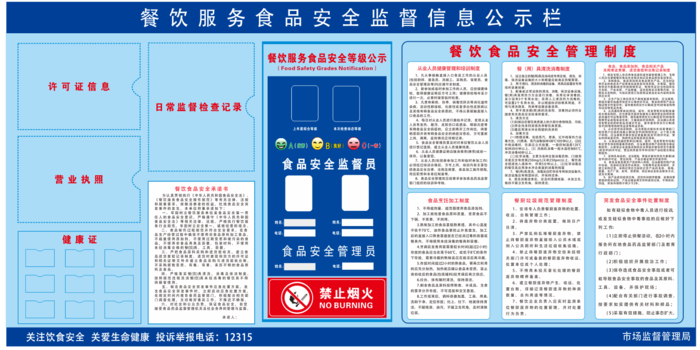 餐饮服务食品安全公示栏