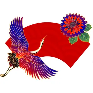 中国风国潮仙鹤山水插画手绘元素场景PSD设计素材