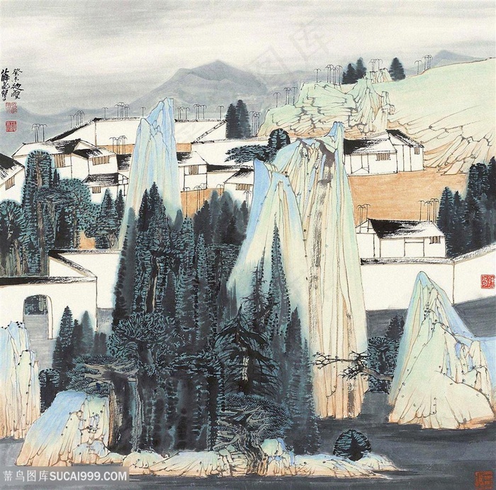 薛亮水墨画山脉唯美艺术挂画