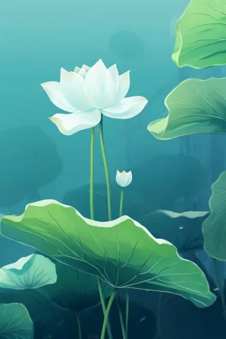 创意清新荷叶手绘背景