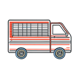 小型货车面包车手绘线条矢量元素