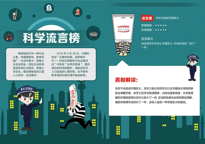 绿色科学流言榜辟谣宣传单psd模版下载