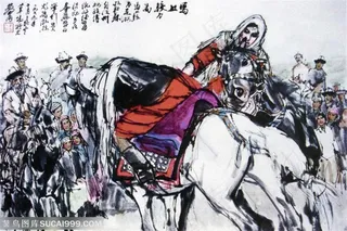 国画名家作品-黄胄的女巴图