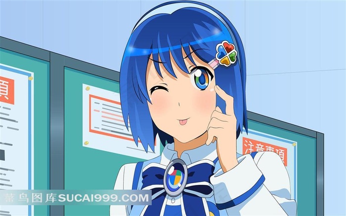 调皮的可爱美少女插画