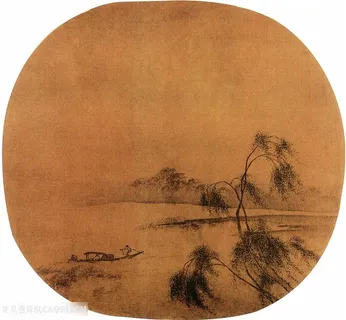 中国水墨山水画团扇扇面 中国水墨山水画团扇扇面
