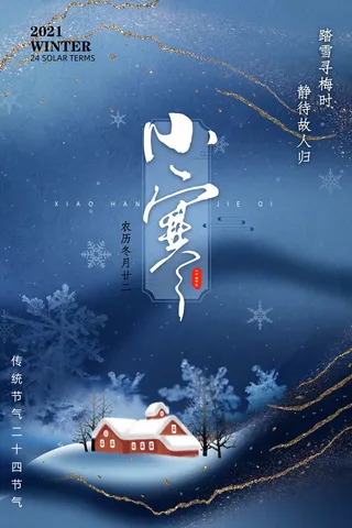 中国传统冬天小寒祝福24二十四节气节日宣传活动海报