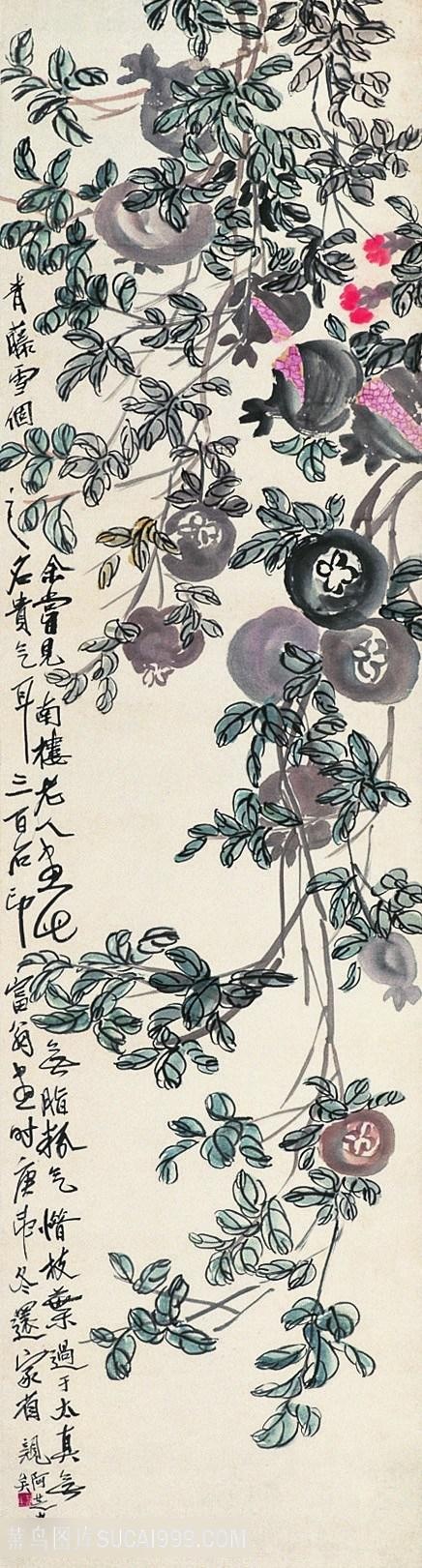 齐白石柿子国画图片