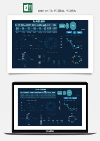 财务日报表指标收支出营收分析表excel表格模板素材