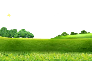 春天草地与远处的树木免抠图片素材