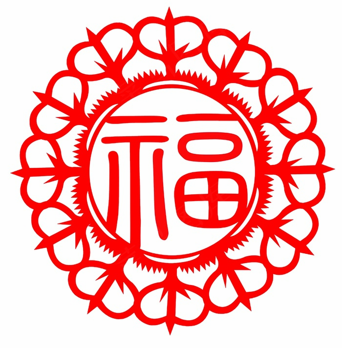 福剪纸 剪纸风元素psd模版下载