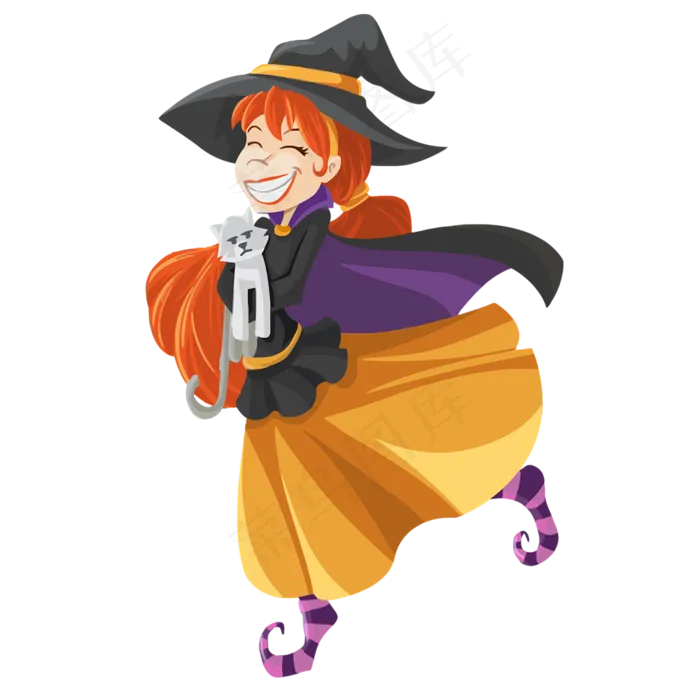 卡通万圣节手绘人物可爱小女孩