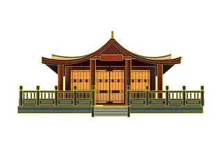 复古中国风国潮古建筑插画手绘高楼古塔PSD素材亭子png免抠图