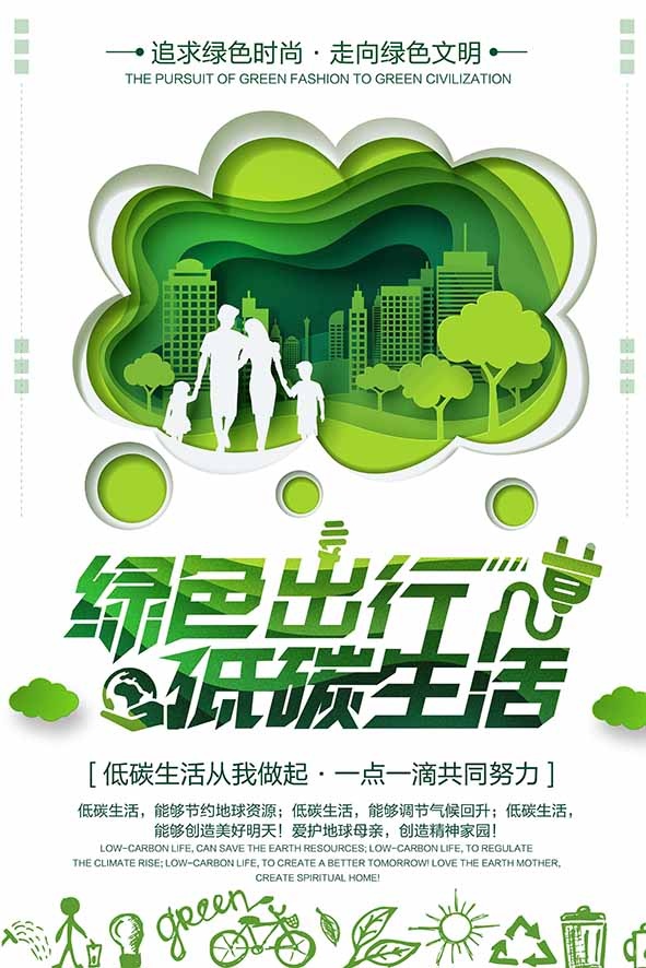 节能减排低碳生活世界地球日环保宣传海报PSD模板