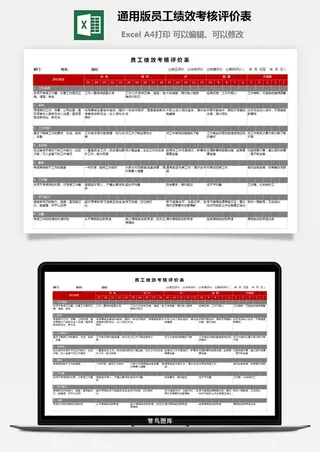 19通用版员工绩效考核评价表