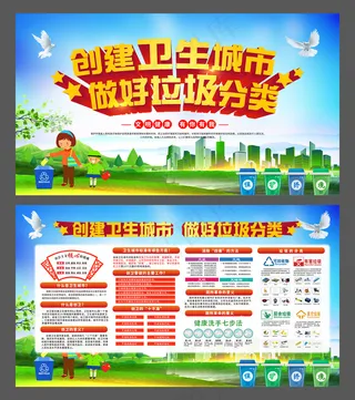 创建卫生城市 做好垃圾分类展板