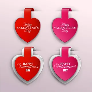 免抠彩色丝带标签