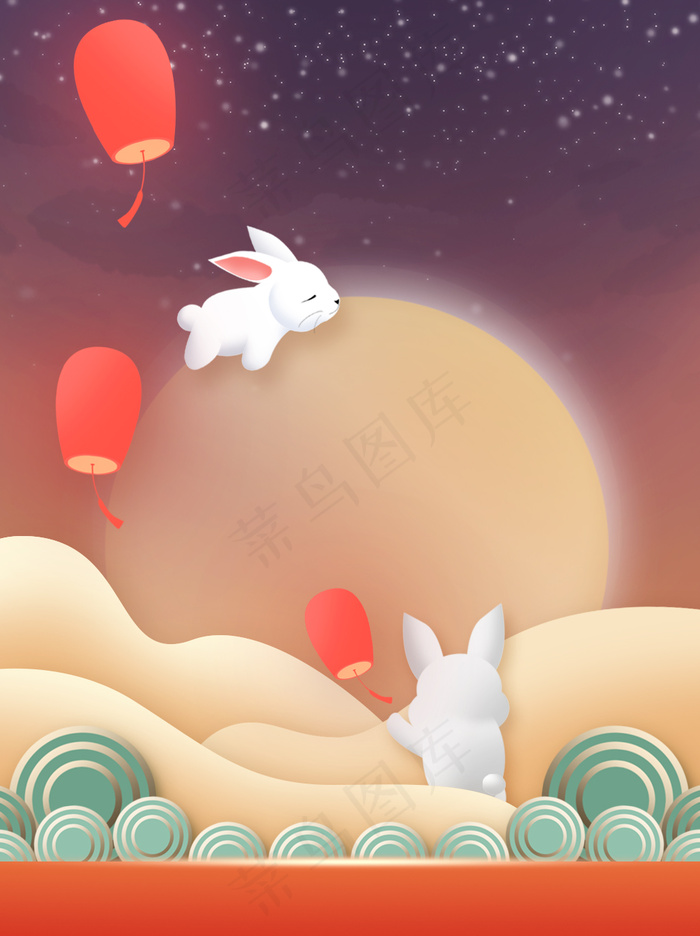 中秋节背景图案  psd模版下载