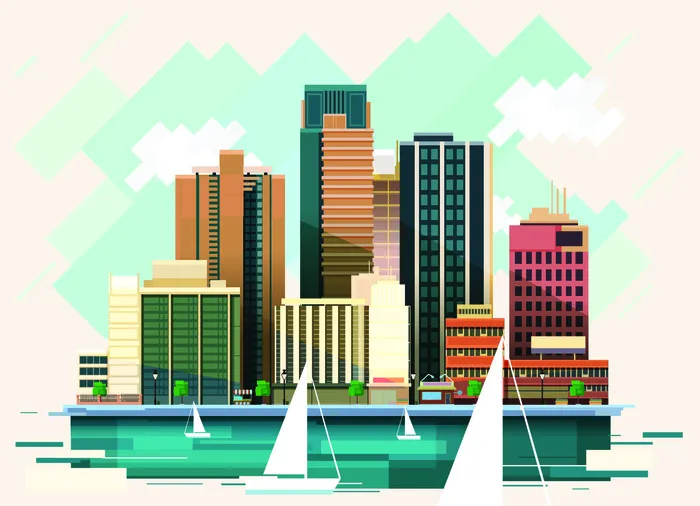 分析图素材图标集合景观建筑立面插画场景AI矢量图形设计eps,ai矢量模版下载