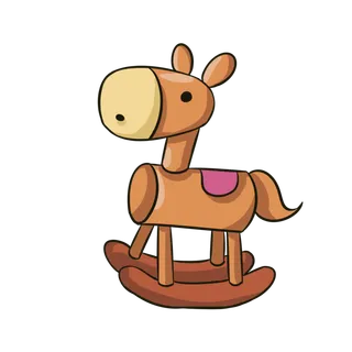 木马玩具剪贴画儿童节幼儿园插画