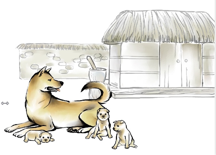 手绘狗家庭背景墙