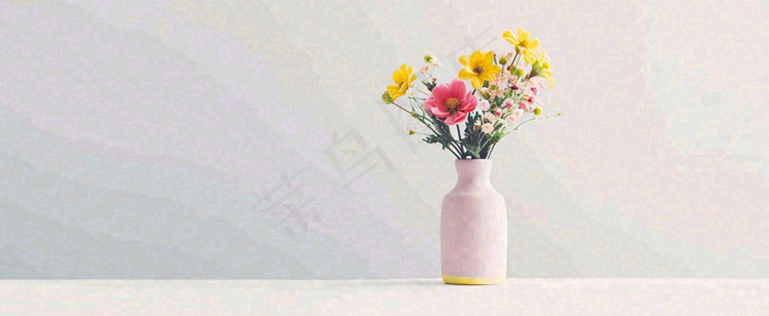 桌面花瓶花束简约情人节花束室内装饰摄影图(1712x704)