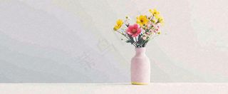 桌面花瓶花束简约情人节花束室内装饰摄影图